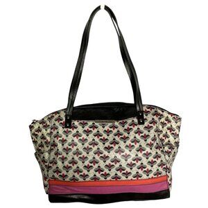 Relic Summer Insect Print Shoulder Bag Faux Leather Gray Pink Black Zip Pockets